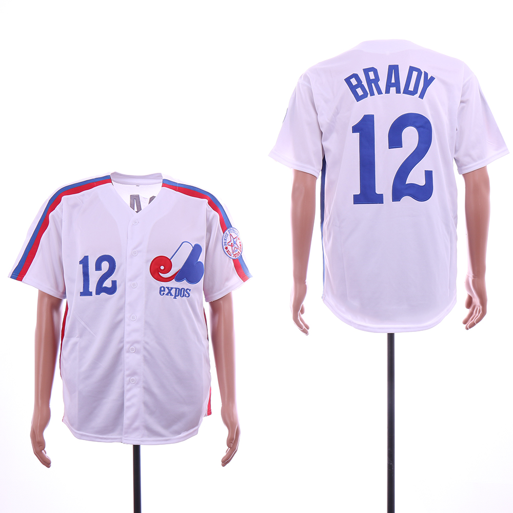 Men Montreal Expos 12 Brady White Throwback MLB Jerseys